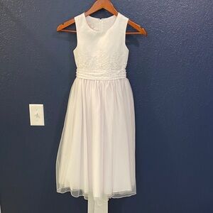Charming Ivory Sleeveless Kids Dress